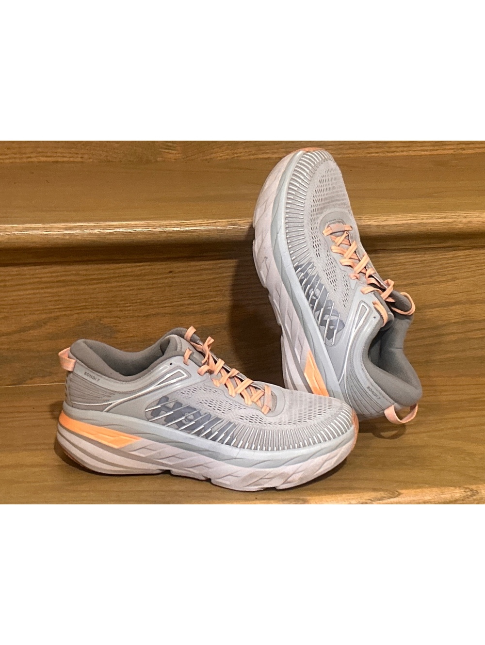 Hoka One One Women's Running Shoes Gray and Peach Size 9